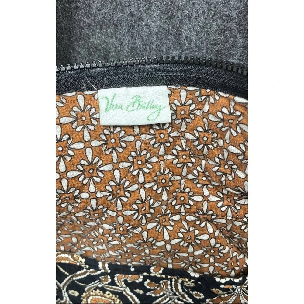 Vera Bradley XL Tote Bag Quilted Cotton Black Gold Medallion Paisley Zippered - Picture 2 of 4